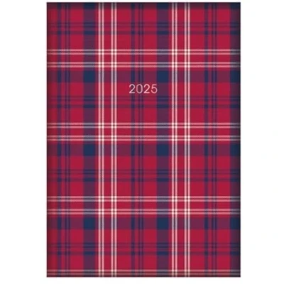 Image of 2025 Diary A5 week To View Tartan Printed Fashion (Red Tartan, View)