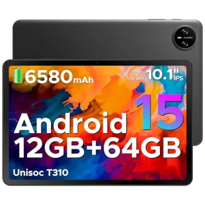 Image of DOOGEE Tab A9 Android 15 Tablet 10 Inch(2025), Unisoc T310 Tablets 12GB RAM 64GB ROM(TF 2TB), 6580 mAh Battery, 5G WiFiDual Speaker8MP AI CameraType CGMSBluetoothFace ID3.5mm Jack Black