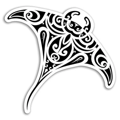Image of 2 x 10cm Tribal Manta Ray Vinyl Stickers Ocean Surfer Sticker Laptop #18075 (10cm Wide)
