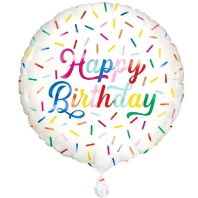 Image of Unique 53741 Foil Balloon 45 cm Birthday Sprinkle Design, Multicolour