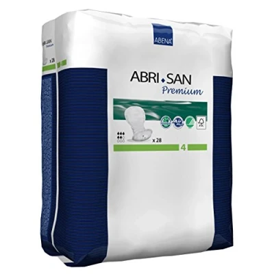 Image of Abena Abri San Premium Mens &amp; Womens Incontinence Pads, Breathable Comfortable, Fast Absorption, Discreet Effective Shaped Pads for Men/Women 4, 800ml Absorbency, 28PK