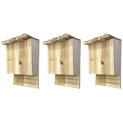 Image of Selections Pack of 3 Large Wooden Bat Roosting Nesting Box Wildlife Habitat Shelter