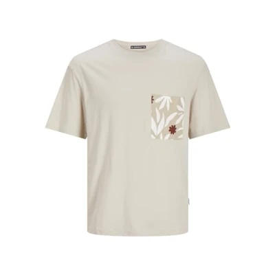 Image of JACK &amp; JONES Men&#039;s Jormarbella Pocket Tee SS Crew Neck T Shirt, Moonbeam, XS