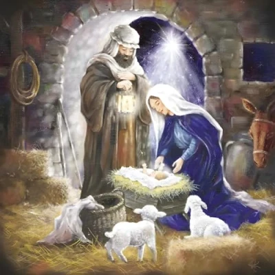 Image of GBCC Charity Christmas Cards Pack of 10 with Nativity Religious Design Eco Friendly Xmas Multipack Envelopes