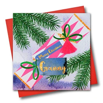 Image of Christmas Card, Cracker, Granny, Happy Christmas, Tassel Embellished