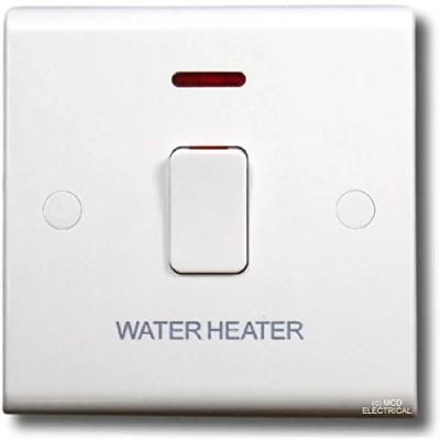 Image of Deta S1391WH Double Pole Immersion Heater Switch with Neon 20 Amp &#039;Water Heater&#039;