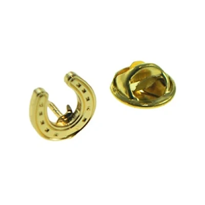 Image of Lucky Horseshoe Lapel Pin Badge Gold
