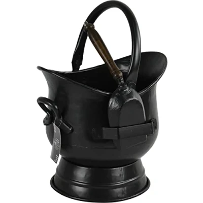 Image of Steel Sallet Coal Bucket Scuttle Hod with Cast Iron Shovel Scoop Antique Style (Medium)