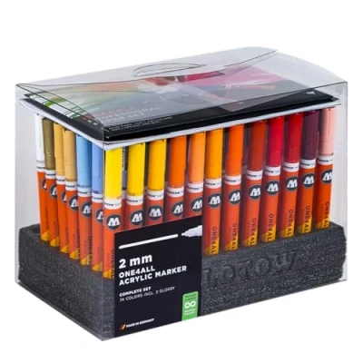 Image of Molotow One4All 127HS Acrylic Marker Complete Set (2.0 mm Line Width, High Coverage and Permanent, Quick Drying, Refillable, for Almost All Surfaces) 74 Pieces Assorted