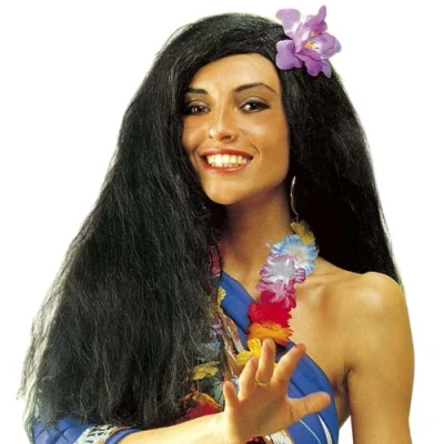 Image of Hawaiian w/ Flower Wig for Fancy Dress Costumes &amp; Outfits Accessory