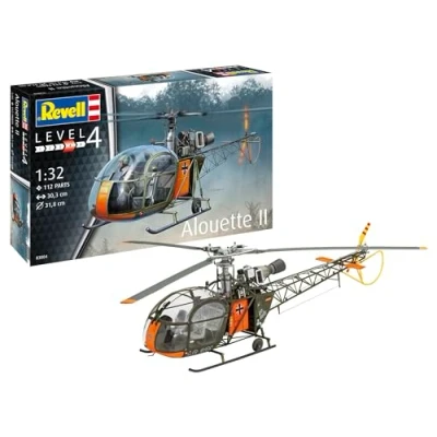 Image of Revell 03804 Alouette II 1:32 Scale Unbuilt/Unpainted Plastic Model Kit Vehicle, Molded Color