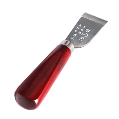 Image of DIY Leathercraft Tool Wooden Handle Leather Cutting Knife Shovel for Working (Stainless Steel)