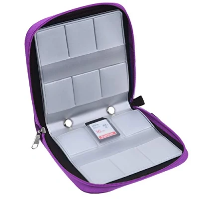 Image of Eco Fused Memory Card Case Fits up to 44x SD, SDHC, Micro Mini SD and 4X CF Holder with 44 Slots (8 Pages) for Storage Travel Microfiber Cleaning Cloth Labels Included