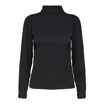 Image of SELECTED FEMME Women&#039;s Slfbea Ls Top B Noos Longsleeve T Shirt, Black, XL