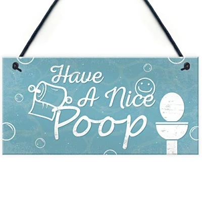 Image of RED OCEAN Having A Nice Poop Novelty Bathroom Signs Funny Toilet Joke Loo Wall Door Plaque