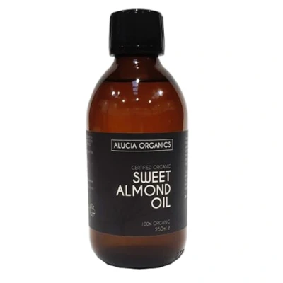 Image of ALUCIA ORGANICS Certified Organic Sweet Almond Oil 100% Pure for Face, Body &amp; Hair Natural, Cold Pressed Unrefined Vegan Cruelty Free (250ml)