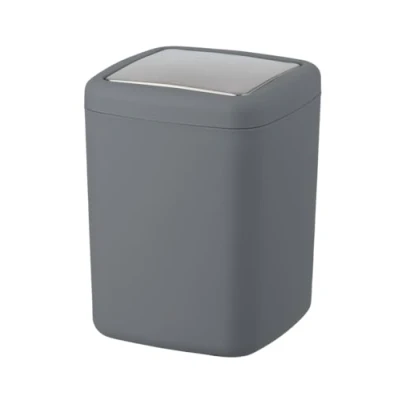 Image of WENKO Barcelona S Swing Lid Bin Anthracite Cosmetic Completely Shatterproof Capacity 3 L Plastic (TPE) 15 x 20 cm