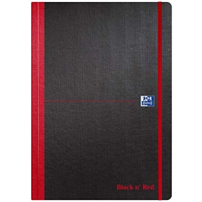 Image of Oxford Black n&#039; Red A4 Soft Cover Casebound Notebook Ruled 144 Page
