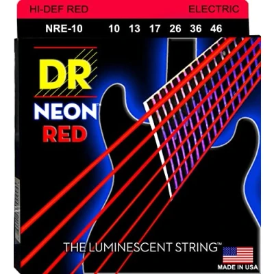 Image of DR NRE10 Strings Hi Def Neon Red Electric Medium