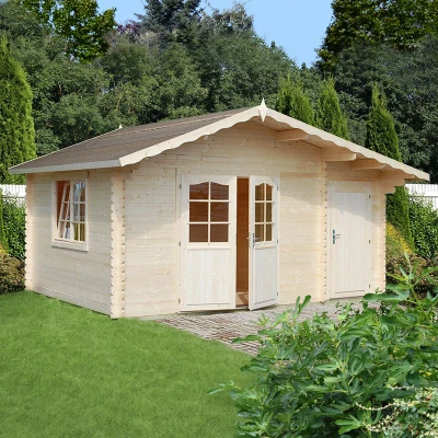 Image of Palmako Emma 4.7m x 3.5m Log Cabin Summerhouse with Shed (34mm)