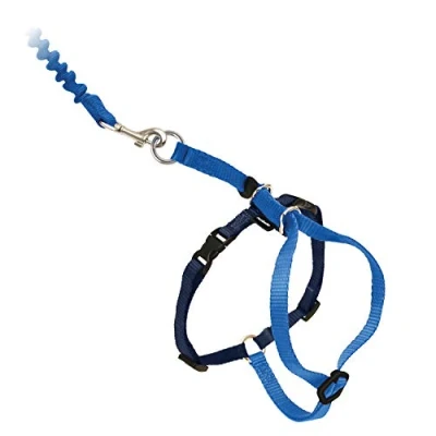 Image of PetSafe Easy Walk Cat Harness with Bungee Lead, Comfortable Control Adjustable Fit, Includes Stretchy Section, Small Royal Blue
