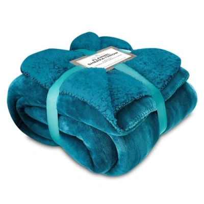Image of VELVETIO Large Flannel Fleece Throw for Sofa Bed, Fluffy Double Sided Reversible Sherpa Warm Blanket, Lightweight Ultra Soft Thick Travel Throws, 150 x 200cm, Teal