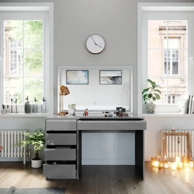 Image of Vicco Vanity table Sherry, Grey, 120 cm with LED mirror