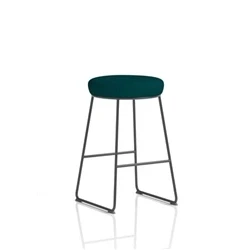 Image of Turin Stool Black Frame Bespoke Maringa Teal Seat Pad