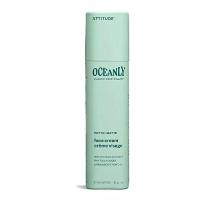 Image of ATTITUDE Oceanly Face Cream Stick, EWG Verified, Plastic free, Plant and Mineral Based Ingredients, Vegan Skin Care Products, PHYTO MATTE, Unscented, 30 grams