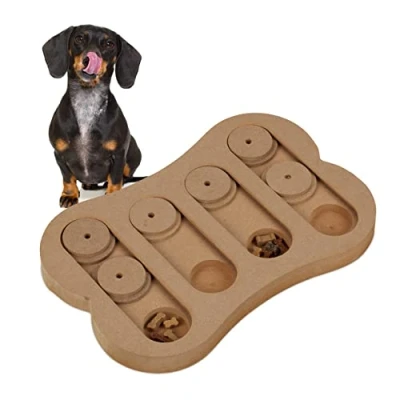 Image of Relaxdays Interactive Intelligence, Dogs, Food Toy, Treat Hiding, Sniffing Puzzle Game, MDF, Natural Wood, Fibreboard, 2.5x29.5x20 cm