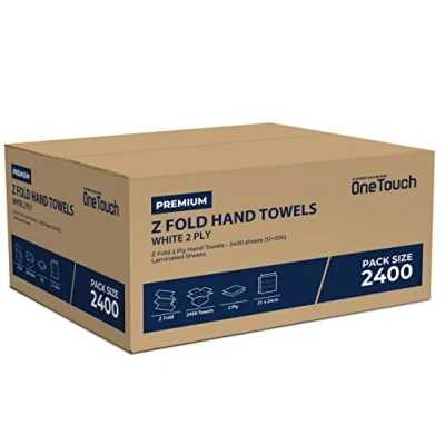 Image of Z Fold Paper Towels White Interfold Embossed Hand Towel 2ply C Multi Tissue (Paper, 2400)