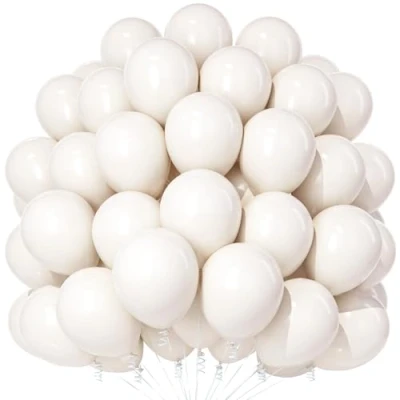 Image of Teselife Sand White Balloons, 100Pcs 12 Inch Matte Latex Party Balloons for Men Women Birthday Baby Shower Anniversary Wedding Engagement Graduation Decorations