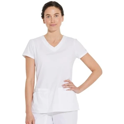 Image of Dickies Women&#039;s EDS Signature Scrubs Jr. Fit V Neck Top White XX Large