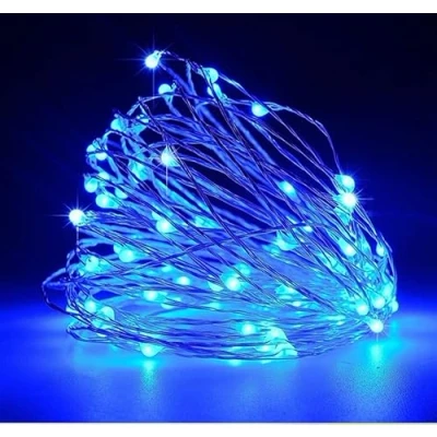 Image of Volunx 100 Led String Lights Decorative Fairy Battery Powered 33ft/10m Wedding Christmas (Blue)
