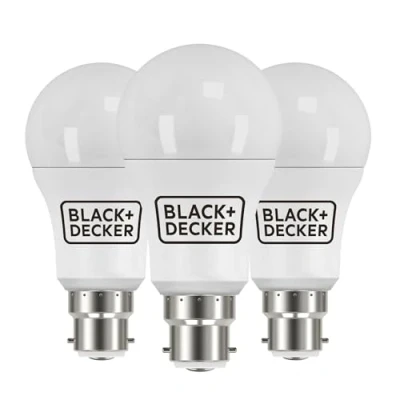 Image of BLACK+DECKER® LED GLS Lightbulbs Pack of 3 Light Bulbs 12.6W B22 Bayonet Base Warm White 2700K Non Dimmable 1521 Lumens Energy Class E