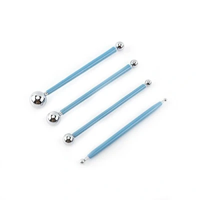 Image of 4 Pcs Ball Stylus Double end Dotting Tools Set Modeling Stainless Steel Fondant Cake Clay Ceramics Pottery Carving Tool Embossing Sculpting