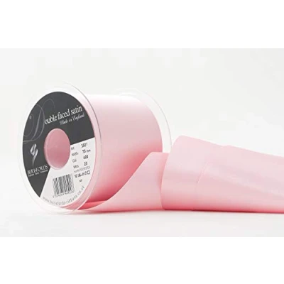 Image of Berisfords Double Faced Satin Ribbon, Pink Azalea, 70 mm Width, 20 metre Length