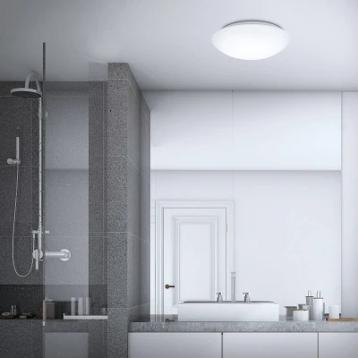 Image of Briloner LED sensor ceiling light Elipso IP44 4,000K Ø38cm