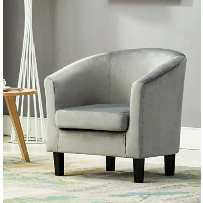 Image of Velevt Fabric Tub Chair Armchair club for Dining Living Room &amp; Cafe (Grey)