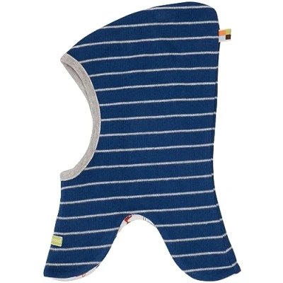 Image of loud + proud Baby Schlupfmütze Ringel, GOTS Zertifiziert Balaclava, Ultramarine, 39 41