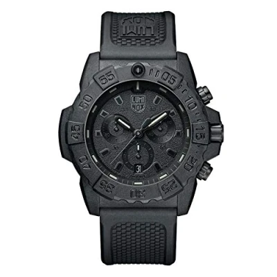 Image of Luminox Navy Seal Chronograph Blackout XS.3581.BO Mens Watch 45mm Military in Black Date Function 200m Water Resistant