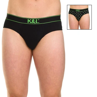 Image of Kisses&amp;Love Mens Pack 2 Slips Funny breathable fabric KL2007 man Black Size Small