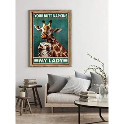 Image of Inga Your Butt Napkins My Lady Poster Giraffe Funny Nice Nursery Decor Bathroom Kid Room Gift Metal Signs 8x12 inch