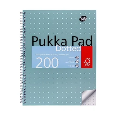 Image of Pukka Pad, A4 Dotted Metallic Jotta Book for Graphing, Art, Bullet Journaling Bulk 15 Pack 29.7 x 23cm Wirebound Notebook with 80GSM Paper, 4 Hole Margins and Perforation 200 Pages, Grey