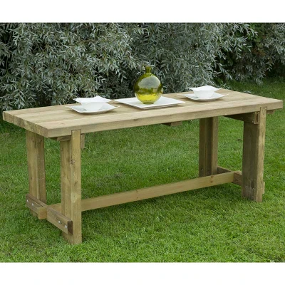 Image of Forest Refectory Wooden Garden Table 6&#039;x2&#039; (1.8x0.7m)