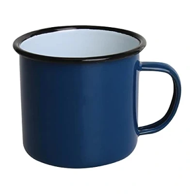 Image of Olympia Enamel Blue Black Mug 350Ml 1225Oz Serving Cup Tableware Restaurant 6pc