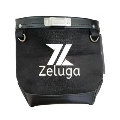Image of Zeluga 20 340 Fastener Tool Pouch, Bolt Bag with Bull pin Loop, Clip On for Tools, Screws and Nails, Tunnel Loop Connection, Canvas Leather, Black