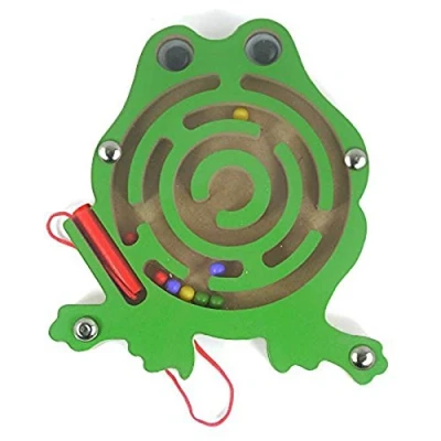 Image of FunnyGoo Mini Pen Driving Wooden Bead Maze Labyrinth for Children 3 Years and Up Perfect Xmas (Frog)