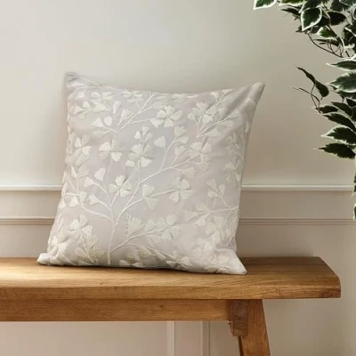 Image of Catherine Lansfield Brooke Floral 45x45 cm Cushion Natural