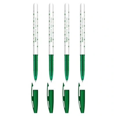 Image of Ballpoint Pens, Smudge Free Extra Fine Point 0.5 mm, Ideal for School, Office, Everyday Use (Green, 4 Pens)
